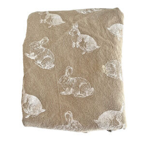 Bunny Rabbit Tablecloth Easter Tan Natural 56 x 54 Inch Well Dressed Home